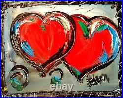 MODERN ABSTRACT VALENTINE HEARTS LARGE ORIGINAL OIL PAINTING dffgn