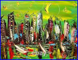 MODERN NYC CITYSCAPE Abstract Modern CANVAS Original Oil Painting NR