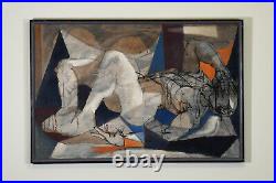 MORTON TRAYLOR 1950 Painting Fallen Man California Artist Mid-Century Modern
