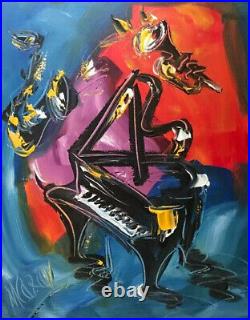MUSIC JAZZ Canadian ARTIST Kazav Modern CANVAS Original Oil Painting SIGNED
