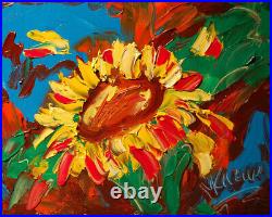 Mark Kazav Abstract Sunflower Impressionist Canvas Original Oil Painting 5ud46