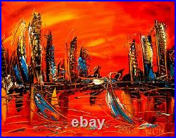 Mark Kazav CITYSCAPE Abstract Modern Original Oil Painting CANVAS STRETCHED