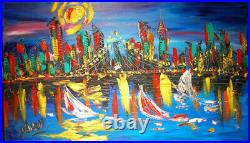 Mark Kazav Cityscape Impressionist Canvas Original Oil Painting Nrtyj67c