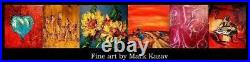Mark Kazav Flowers on Blue Original Oil Painting on stretched canvas