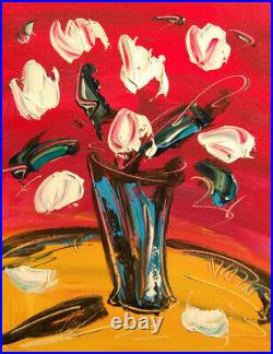 Mark Kazav Original Oil Painting White Tulips