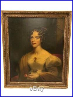 Mary Pearson (1799-1871) British School Portrait Oil Painting Antique Woman d