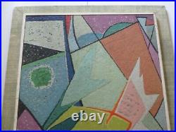 Mary Pottinger Painting MID Century Abstract Geometric Large 1950 Cubism Cubist