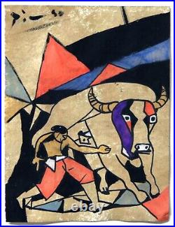 Matador and Bull Picasso Pablo Art Print Canvas Original vintage rare withCOA