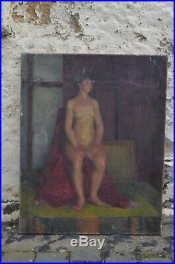 Mid Century English School Test Oil On Canvas Painting From Life 1951 Nude Woman