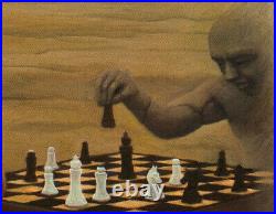 Mirror Chess ORIGINAL HANDMADE OIL PAINTING Gothic Fantasy Surrealism 30 x 36
