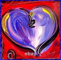 Modern Original Oil Painting CANVAS PURPLE HEART Large ATYVY7O