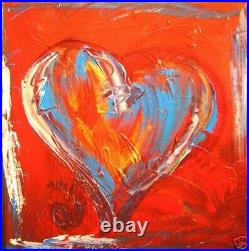 Modernist Abstract HEART Art Painting Original Oil On Canvas Gallery Artist