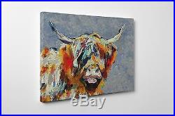 Moodonna, Highland Cow Oil Painting Canvas Print Scottish Highlander Cow Cattle
