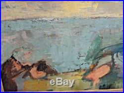 Morris Shulman (1912-1978) Abstract Impressionist Oil Painting Monhegan View