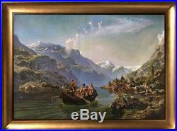 Mountain landscape Framed oil painting on canvas Landscape scenery mountains