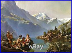 Mountain landscape Framed oil painting on canvas Landscape scenery mountains