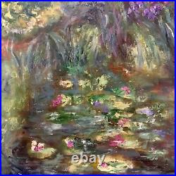 Mysterious garden original oil painting on unstretched canvas