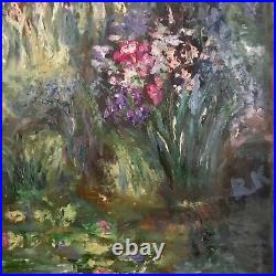 Mysterious garden original oil painting on unstretched canvas