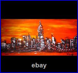 NEW CITYSCAPE Original Oil PAINTING Abstract Modern CANVAS ERGHUH9789RE4