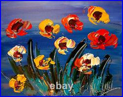 NICE FLORAL BY MARK KAZAV Original Oil Abstract Painting on stretched canvas