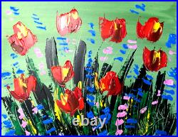 NICE FLOWERS ART Mark Kazav CANVAS Abstract Modern Original Oil Painting GRE