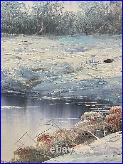 NY Art-Original Oil Painting of Winter Landscape on Canvas 24x36 Framed