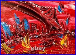 NYC Cityscape Large Abstract Modern Original Oil Painting MUSIC CANVAS NRTK