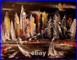 NYC GREY CANVAS IMPRESSIONIST IMPASTO ARTIST Original Oil Painting 9PRTH
