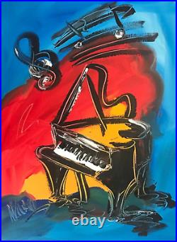NYCITY Piano MODERNIST EXPRESSIONIST LARGE ORIGINAL OIL PAINTING wDFGN