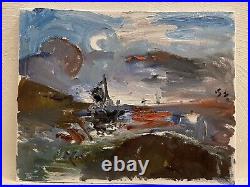 Nautical Sunset Cubism Seascape Oil Painting On Canvas 16x20 Original Signed BVC