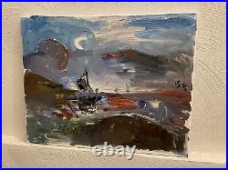 Nautical Sunset Cubism Seascape Oil Painting On Canvas 16x20 Original Signed BVC