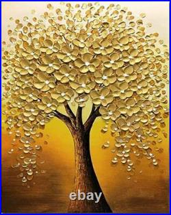 New Handmade Large Gold Money Tree Painting Modern Landscape Oil Painting