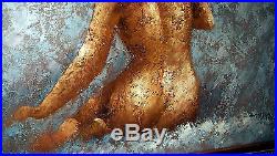 Nude Large Oil Painting Rare View Sitting Girl Gorgeous Details By Barton