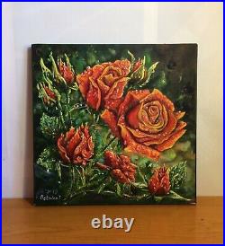 ORIGINAL OIL PAINTING Floral canvas wall decor ROSES REALISM art 1616