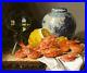 Oil-Edward-Ladell-Still-Life-with-Prawns-and-a-Delft-Pot-porcelain-vase-canvas-01-mqk