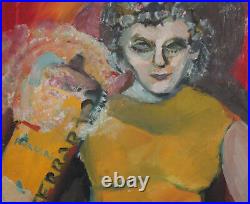 Oil Painting Expressionist Portrait Woman And Cat