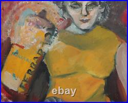 Oil Painting Expressionist Portrait Woman And Cat