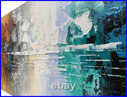 Oil Painting on Canvas, Lake Wall Art Modern Abstract Home Decor, Hand Painted