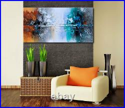 Oil Painting on Canvas, Lake Wall Art Modern Abstract Home Decor, Hand Painted