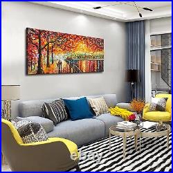 Oil Painting on Canvas Romantic 24x48 Modern Hand-Painted Landscape Large Framed