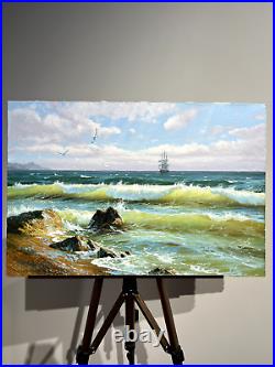 Oil Painting on Canvas Seascape Waves 40x60cm Realism Oil 2023 Handmade