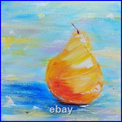 Oil Painting on canvas Pear Hand painted Small Unframed Miniature 20x20 cm