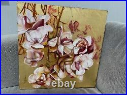 Oil on Canvas Painting of Flowers Marked on Back Hopcea Ramona 3 Dim