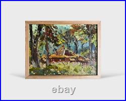 Oil painting Cabin in the Carpathians Ukrainian painter Canvas Framed original