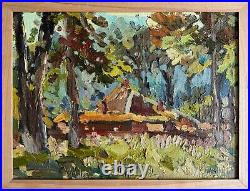 Oil painting Cabin in the Carpathians Ukrainian painter Canvas Framed original