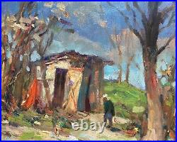 Oil painting Granny Ukrainian painter Canvas Unframed Decor original landscape