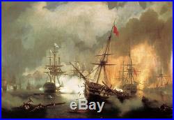 Oil painting Ivan Constantinovich Aivazovsky Battle of Navarino canvas 24x36
