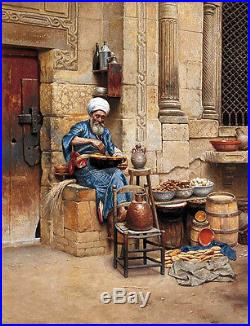 Oil painting Ludwig Deutsch The Street Merchant elder Arab portrait on canvas