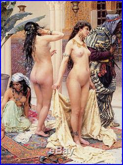 Oil painting giulio rosati Nude girls picking the favourite Arab slave market