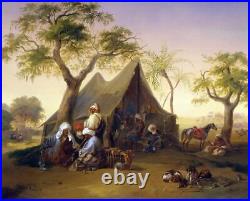 Oil painting handpainted on canvas Arabs Drinking Coffee in Front of a Tent